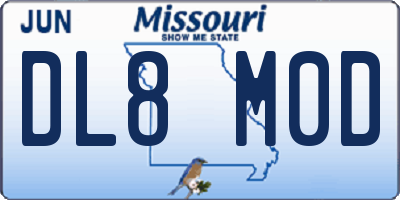 MO license plate DL8M0D