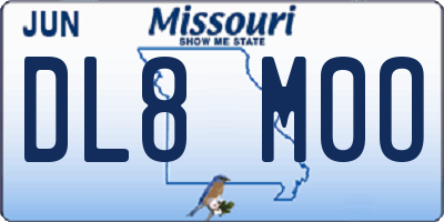 MO license plate DL8M0O