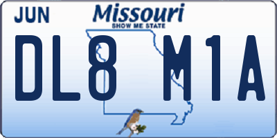 MO license plate DL8M1A