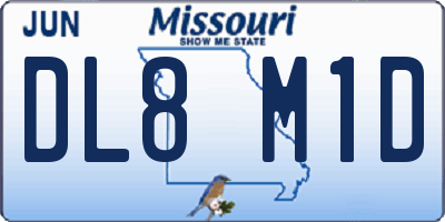 MO license plate DL8M1D
