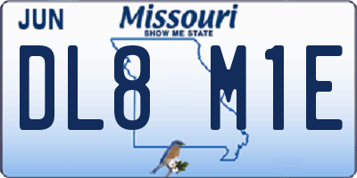 MO license plate DL8M1E