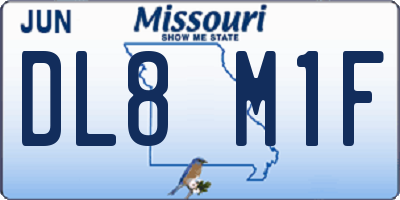 MO license plate DL8M1F