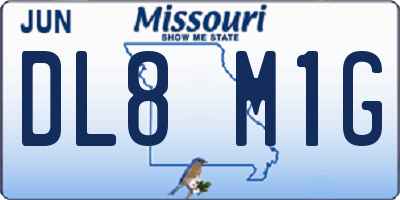 MO license plate DL8M1G