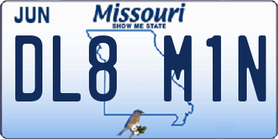 MO license plate DL8M1N