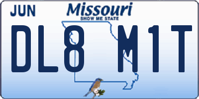 MO license plate DL8M1T