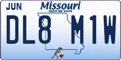 MO license plate DL8M1W