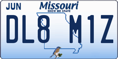 MO license plate DL8M1Z