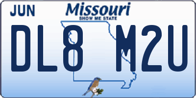 MO license plate DL8M2U