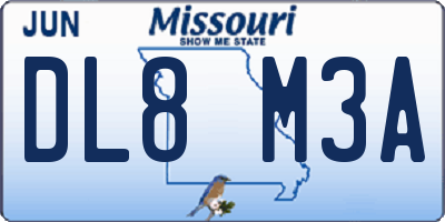 MO license plate DL8M3A