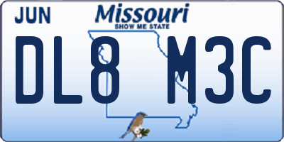 MO license plate DL8M3C