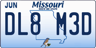 MO license plate DL8M3D