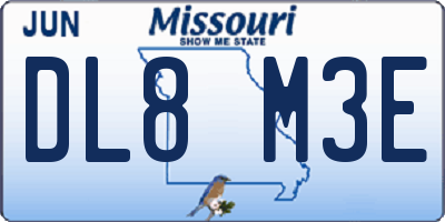 MO license plate DL8M3E