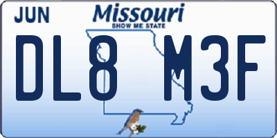 MO license plate DL8M3F