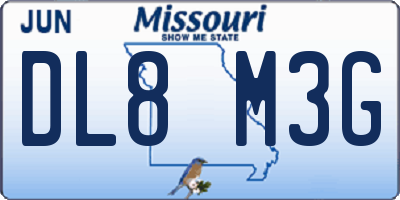 MO license plate DL8M3G