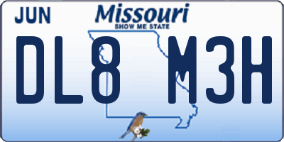 MO license plate DL8M3H