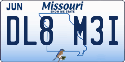 MO license plate DL8M3I