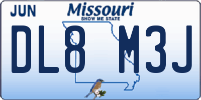 MO license plate DL8M3J