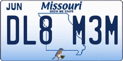 MO license plate DL8M3M