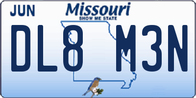 MO license plate DL8M3N