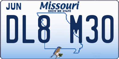 MO license plate DL8M3O