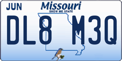 MO license plate DL8M3Q