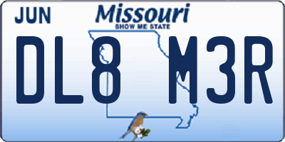 MO license plate DL8M3R