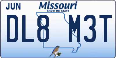 MO license plate DL8M3T