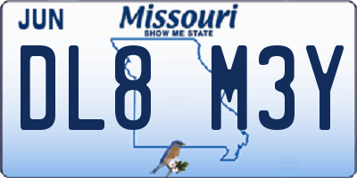 MO license plate DL8M3Y
