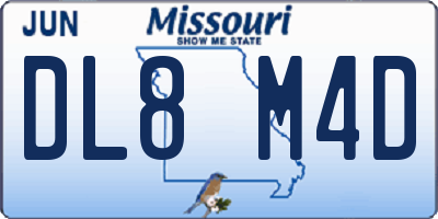 MO license plate DL8M4D