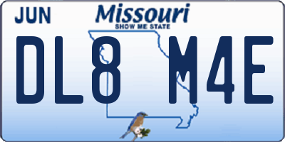 MO license plate DL8M4E