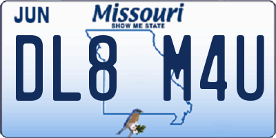 MO license plate DL8M4U