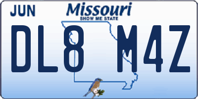 MO license plate DL8M4Z