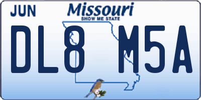 MO license plate DL8M5A