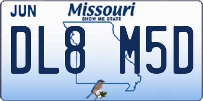 MO license plate DL8M5D