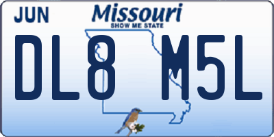 MO license plate DL8M5L