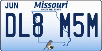 MO license plate DL8M5M