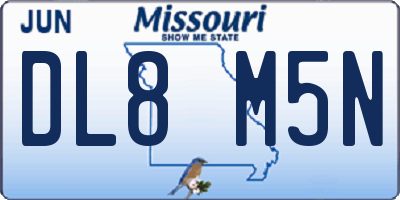 MO license plate DL8M5N