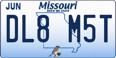 MO license plate DL8M5T