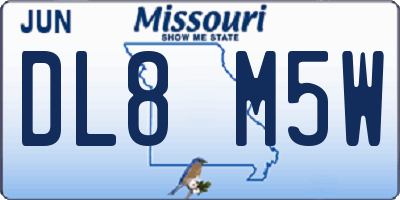MO license plate DL8M5W
