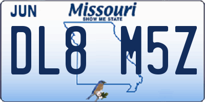 MO license plate DL8M5Z