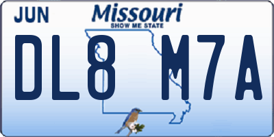 MO license plate DL8M7A
