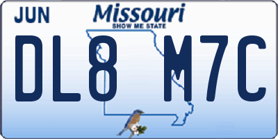 MO license plate DL8M7C
