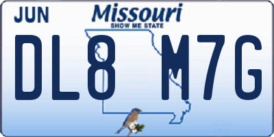 MO license plate DL8M7G
