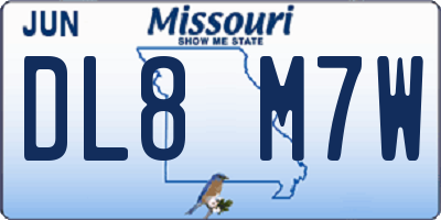 MO license plate DL8M7W
