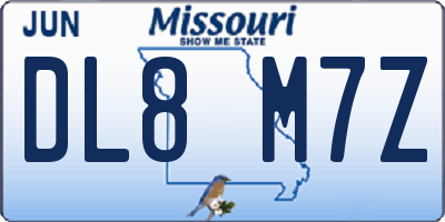 MO license plate DL8M7Z