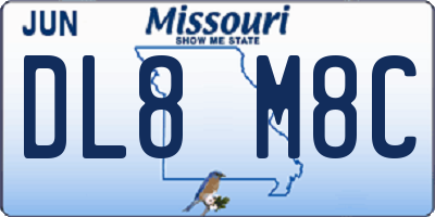 MO license plate DL8M8C