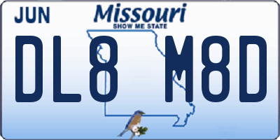 MO license plate DL8M8D