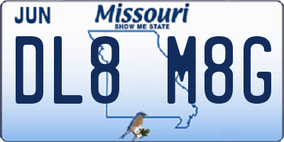 MO license plate DL8M8G