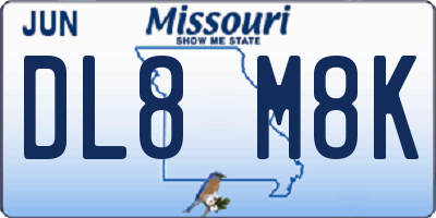 MO license plate DL8M8K