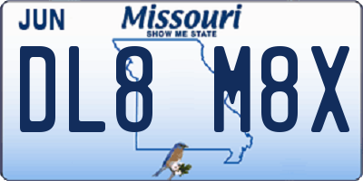 MO license plate DL8M8X